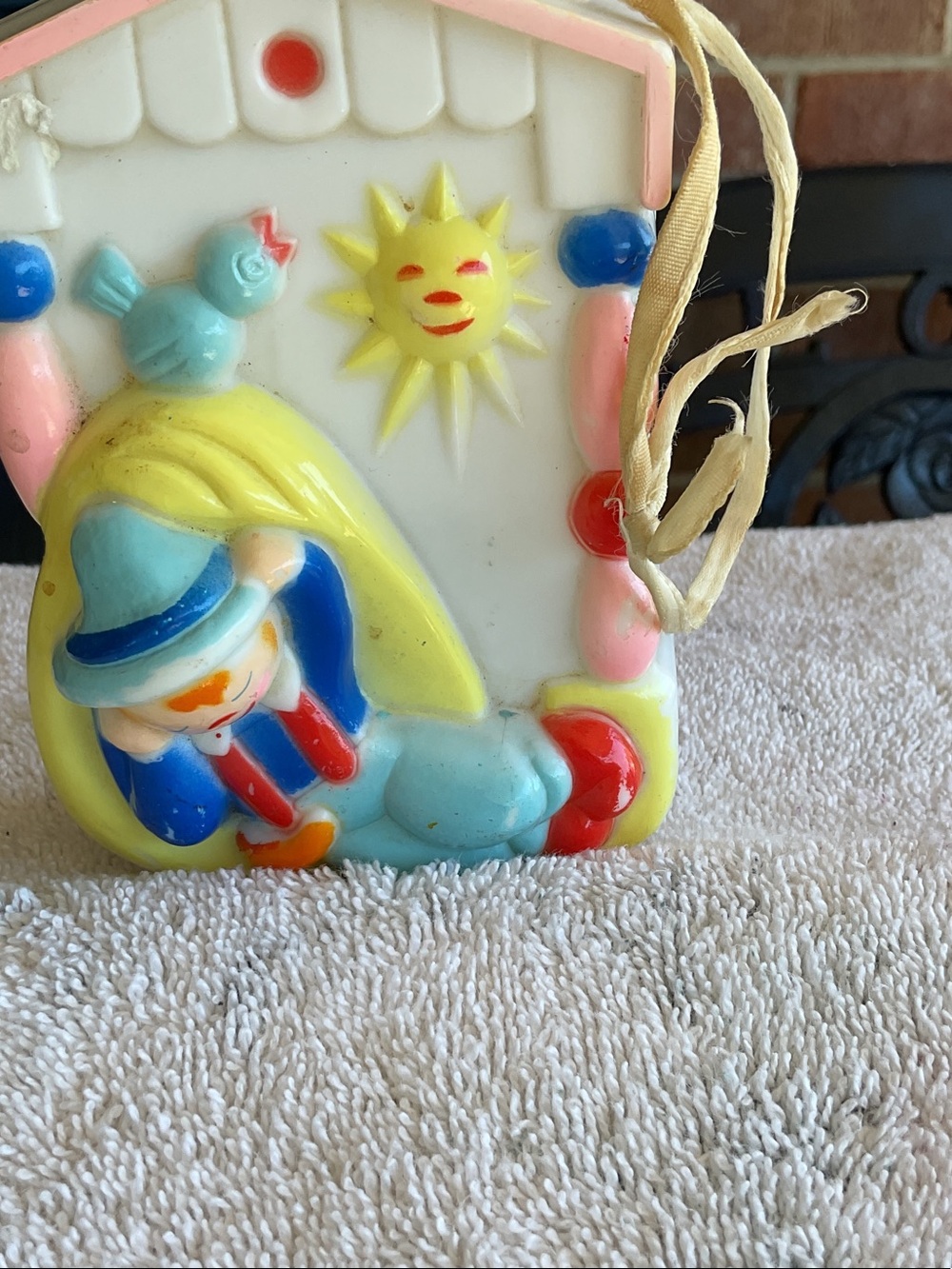 Vintage-Style Kids Hanging Toy with Yellow Sun & Multicolor Clown  Working Toy